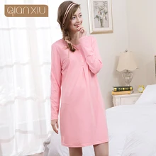 Qianxiu Button Spring Popular Nightgown For Women Comfortable 95%Modal Pajama