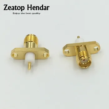 

100Pcs Brass SMA 2 Hole Panel Mount Female Connector with Short Dielectric and Solder Post Terminal Connector