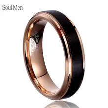 6 мм, классика, обручальное кольцо в США, русском, черное с розовым золотом, вольфрамовое Карбидное кольцо, подарок на День святого Валентина для мужчин и женщин, размер 6-12