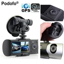 Podofo Dual Camera Car DVR R300 with GPS and 3D G-Sensor 2.7″ TFT LCD X3000 Cam Video Camcorder Cycle Recording Digital Zoom