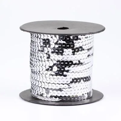 10 ярдов 6 мм AB Швейные плоские круглые Блестки отделка одежды струны в рулоне для украшения ремесла материалы аксессуары - Цвет: Silver as photo