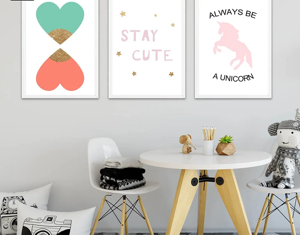 Cute-Pink-Unicorn-Rabbit-Poster-Nursery-Wall-Art-Canvas-Print-Minimalist-Nordic-Painting-Picture-Children-Living(3)