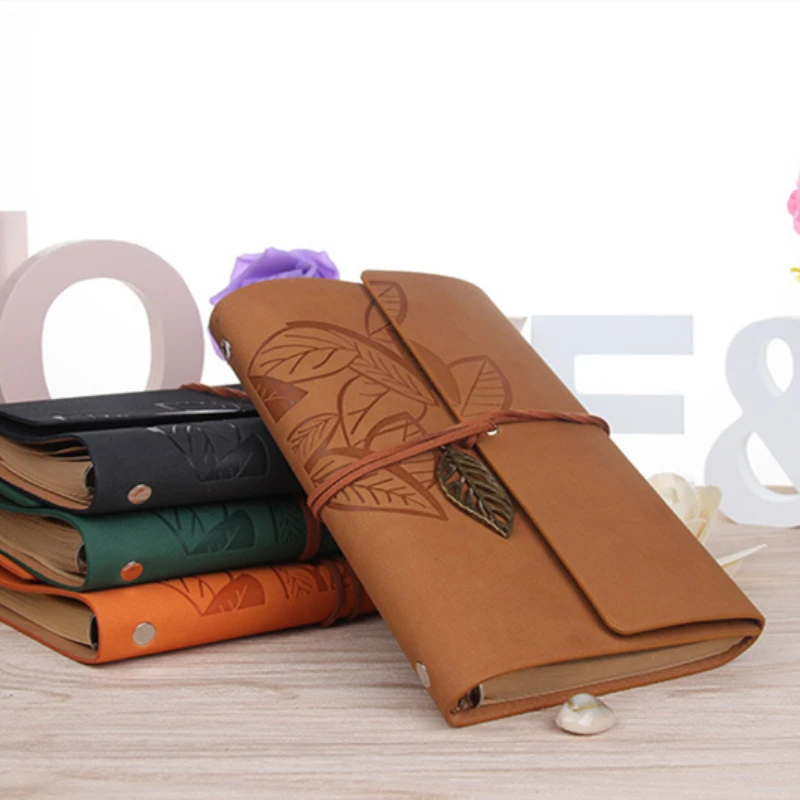 Leather Blank Spiral Notebook Diary Notepad Vintage PU Leather Note Book Creative Leather Cover Ring Binder Kraft Paper Notepad