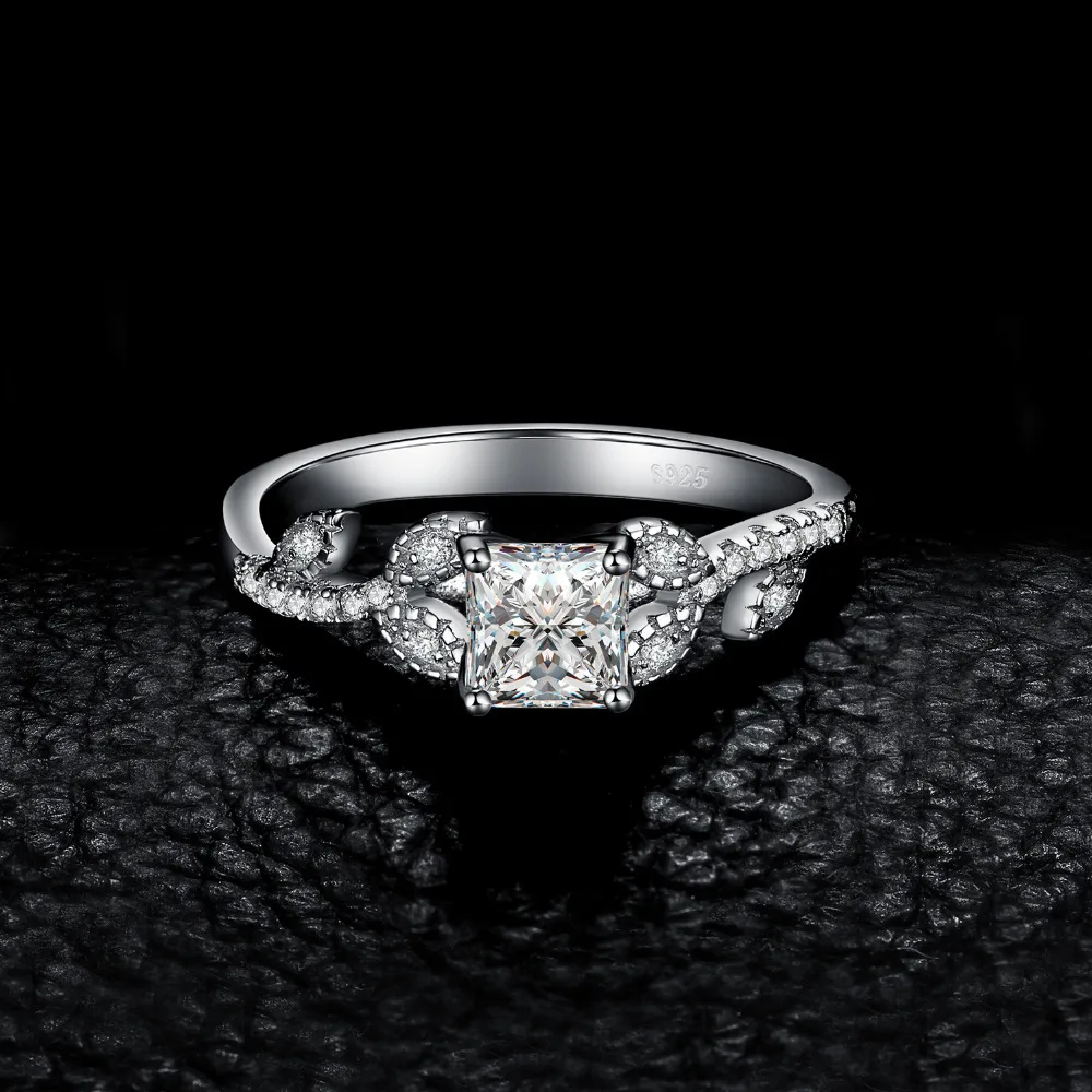 JewelryPalace Cut Cubic Zirconia Solitaire Engagement 925 Sterling Silver Ring