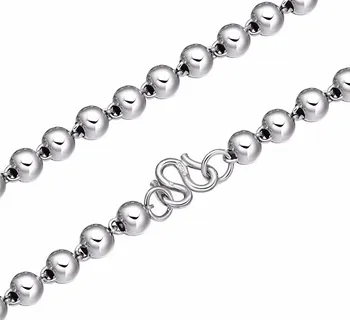 

New 19 Inch Pure S990 Sterling Silver Necklace chain Smooth Beads Chain 18.24g
