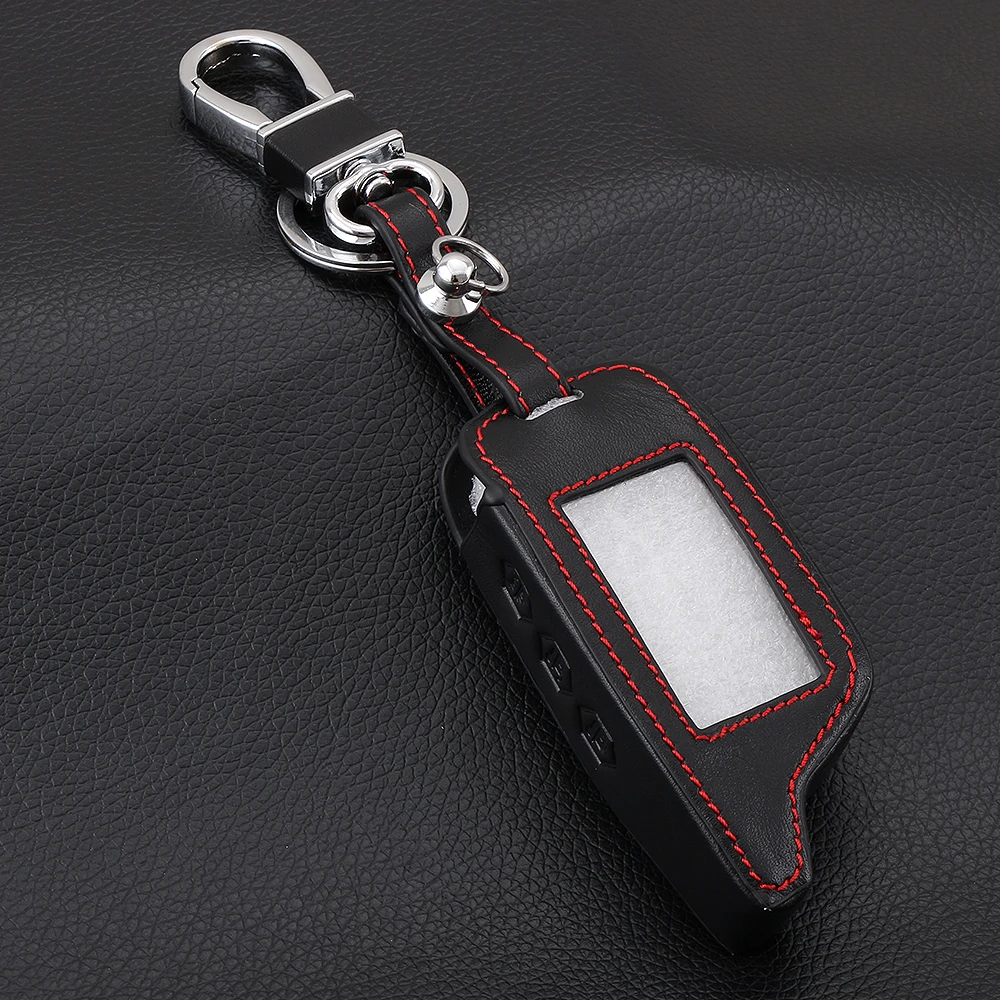 

3 Buttons Leather Car-Styling Key Cover Case For Starline B9 B6 A91 A61 Twage Two Way Car Alarm System keychain