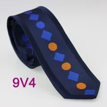 Yibei Coachella Галстуки тканые Темно-синие Галстук Тощий границы в полоску Оранжевый Королевский Проверено горошек шеи Галстуки взрослых 6 см узкий галстуки