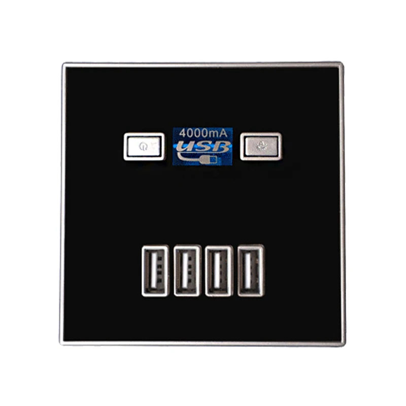 Новое поступление высокое качество 4-портовый быстрое зарядное устройство для домашнего использования розетки Мощность электрическая розетка USB 86*86 мм 4000MA - Тип: Black