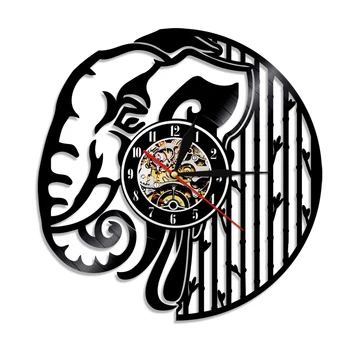 

1Piece Elephant Head Vinyl Record Clock African Animals Handmade Art Decoration Made From Vinyl Records Wild Animals Lover