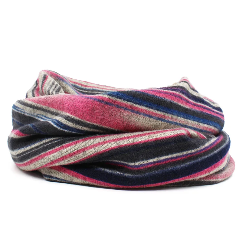 LOVINGSHA Autumn Winter Thin Women Skullies Beanies Striped Design Hats For Men Fashion Feminino Multifunction Scarf HT109