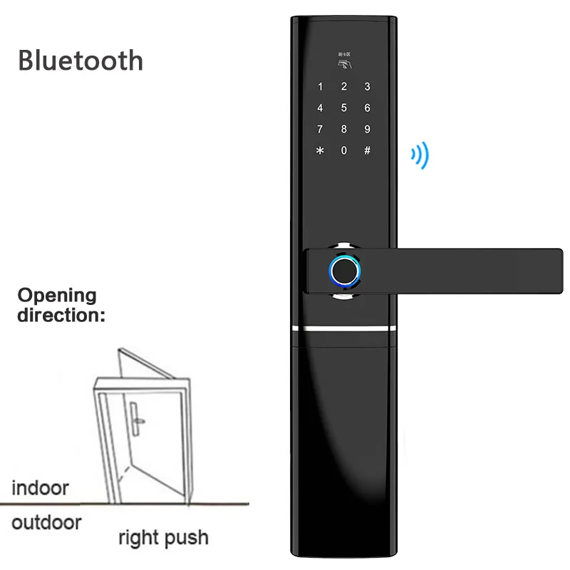 bluetooth Биометрический Дверной замок отпечатков пальцев, приложение Wi-Fi пульт дистанционного управления Bluetooth, отпечаток пальца дверной замок с шлюзом, RFC карты электронные замки черный - Цвет: bluetooth