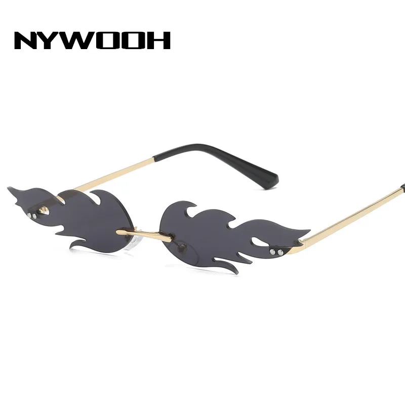 NYWOOH, солнцезащитные очки без оправы, для женщин и мужчин, Ретро стиль, огненное пламя, солнцезащитные очки, высокое качество, металлические очки, маленькие солнцезащитные очки, UV400, зеркальные