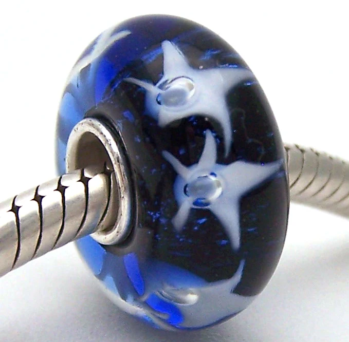 

PJG876 100% S925 Sterling Silver Beads Murano Glass beads Fit European Charms Bracelet charms diy jewelry Lampwork GlassBeads