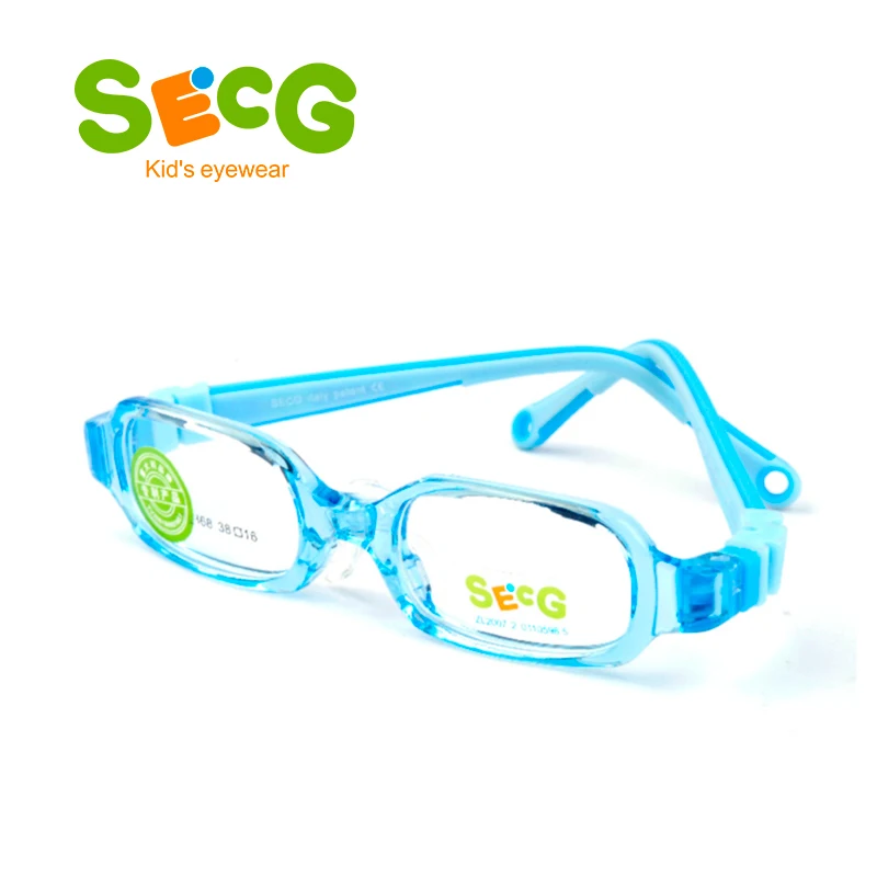 SECG милая детская оправа, гибкие мягкие прямоугольные Детские оправа, носовые упоры, оптическая близорукость, силиконовые транспортные очки, очки