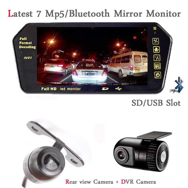 Автомобильный видеорегистратор 7 дюймовый монитор bluetooth MP5 со слотом SD/USB камера