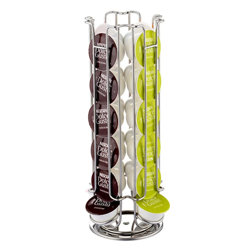 

Metal Coffee Capsule Holder Iron Chrome Plating Stand Coffee Capsule Storage Rack for 18pcs Dolce Gusto Capsule