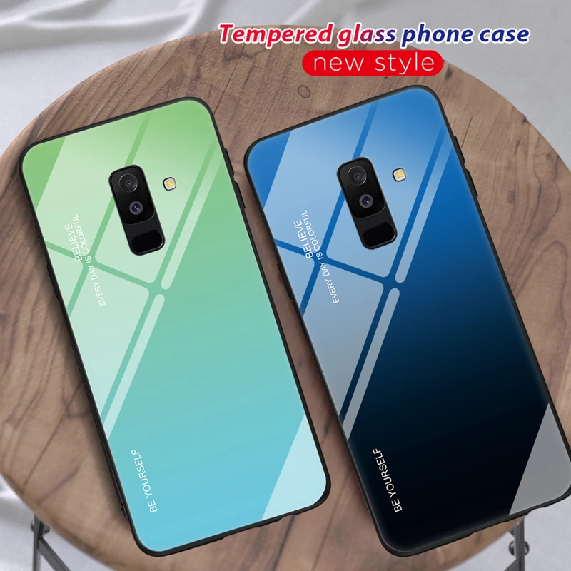 Роскошный градиентный чехол из закаленного стекла для Samsung Galaxy J8 2018 SM J810F/DS J810F J810 J