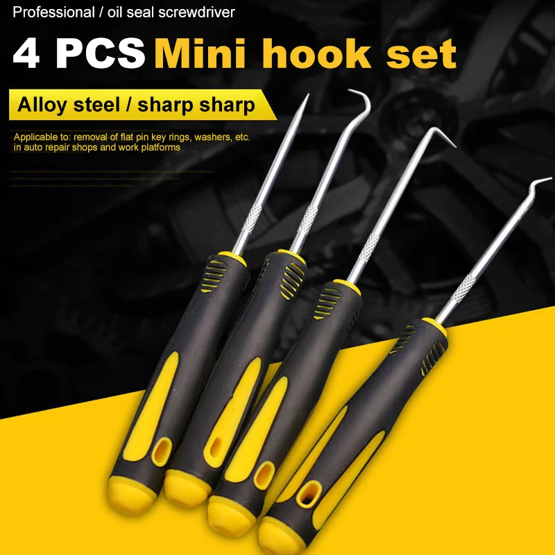 4Pcs 1Set Durable Car Hook Oil Seal O-Ring Seal Remover Pick Set Craft Hand Tool