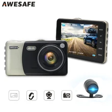 Awesafe 4 “IPS Видеорегистраторы для автомобилей Камера HD 1080 P dashcam Двойной объектив G-датчик обнаружения движения Авто регистратор парковка Мониторы тире Камера