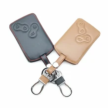Горячая Мягкая текстура кожаный брелок-держатель для ключей Марка Renault Clio Megane Logan 2 3 Scenic Koleos 4 кнопки Smart Keyless