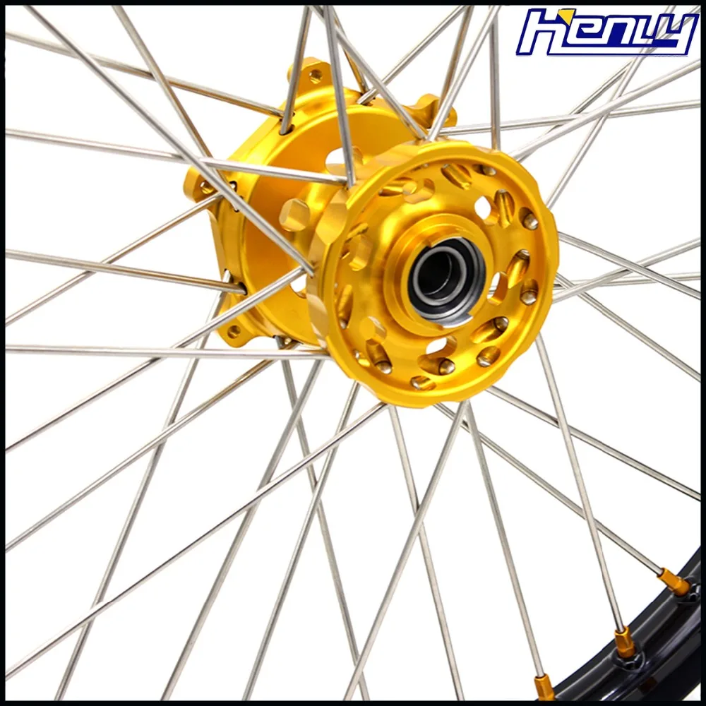 21/1" обода мотоцикла Spoked Enduro колеса Набор для SUZUKI DRZ400 2000-2004 DRZ400S 2000 DRZ400E 2000-07 DRZ400SM 2000-18 золото