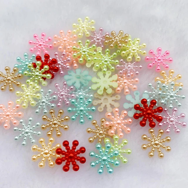 Cheap snowflake Flowers Shape Imitation Pearls Nonporous Beads Handmade DIY  Bracelet Jewelry Accessories Making 80pcs