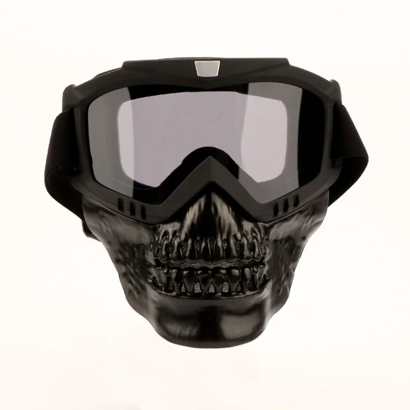 Защитные очки, маска для лица с черепом, ветрозащитная, Пылезащитная, съемные очки, маска для спорта, велосипеда, езды на мотоцикле, тактические очки, маски - Цвет: gray lens