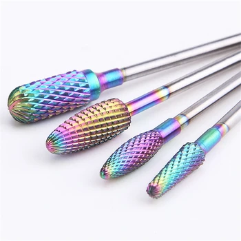 

4Pcs Nail Drill Bit Rainbow Coating Tungsten Carbide Burrs Milling Nail Cutter For Cuticle Manicure Drill Machine Nail File
