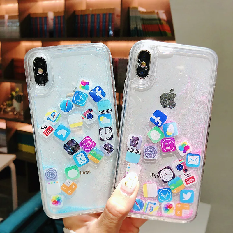 Противоударный чехол с динамическим зыбучим песком для iPhone 12 mini 11 Pro X XR XS MAX SE App Icon