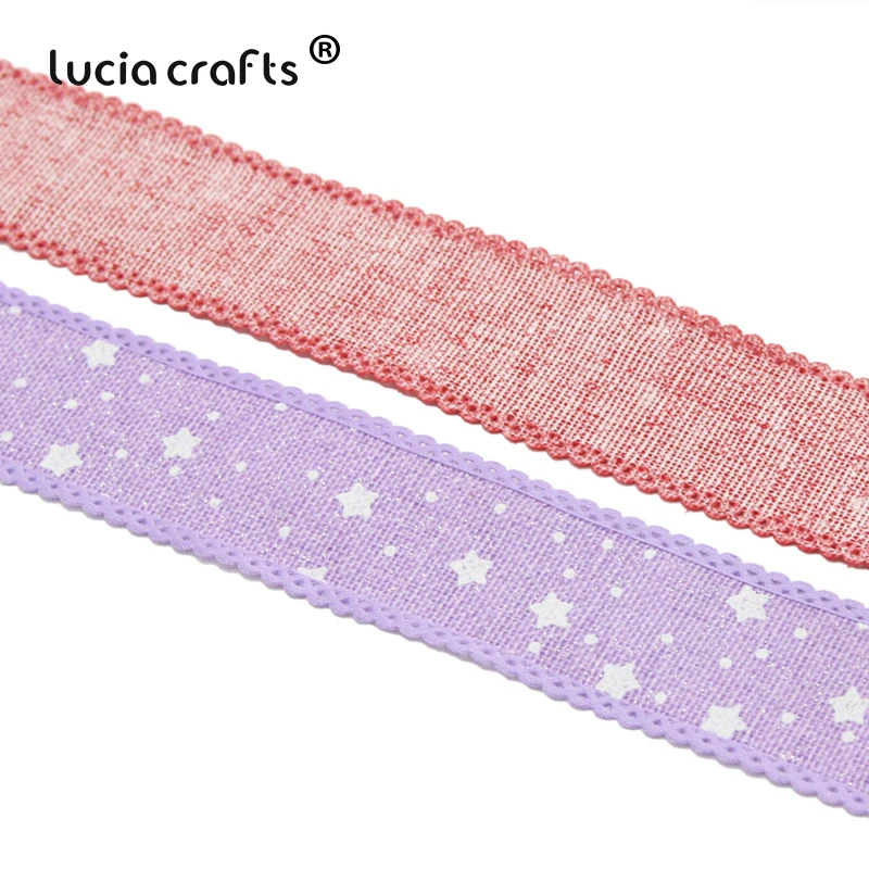 Lucia crafts 5y/6y 25 мм джутовые мешковины с принтом в виде звезд ленты для свадебных мероприятий вечерние упаковочные принадлежности DIY аксессуары P0508