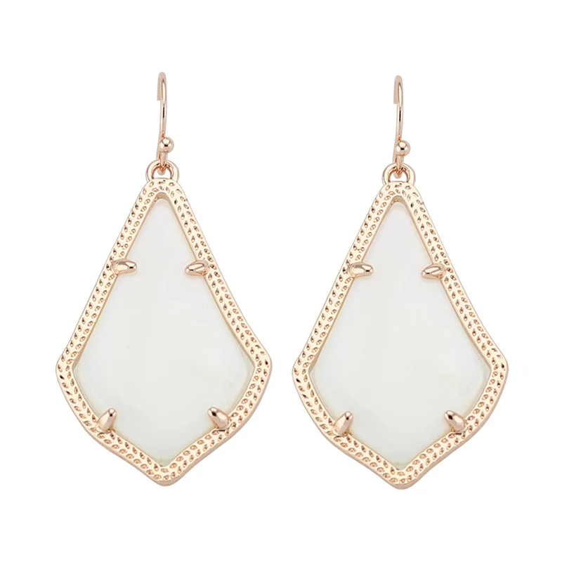 

Trendy KS Alex Semi-precious Stone Rose Gold Dangle Earrings in White Pearl Modern Jewelry for Women Wholesale Gift