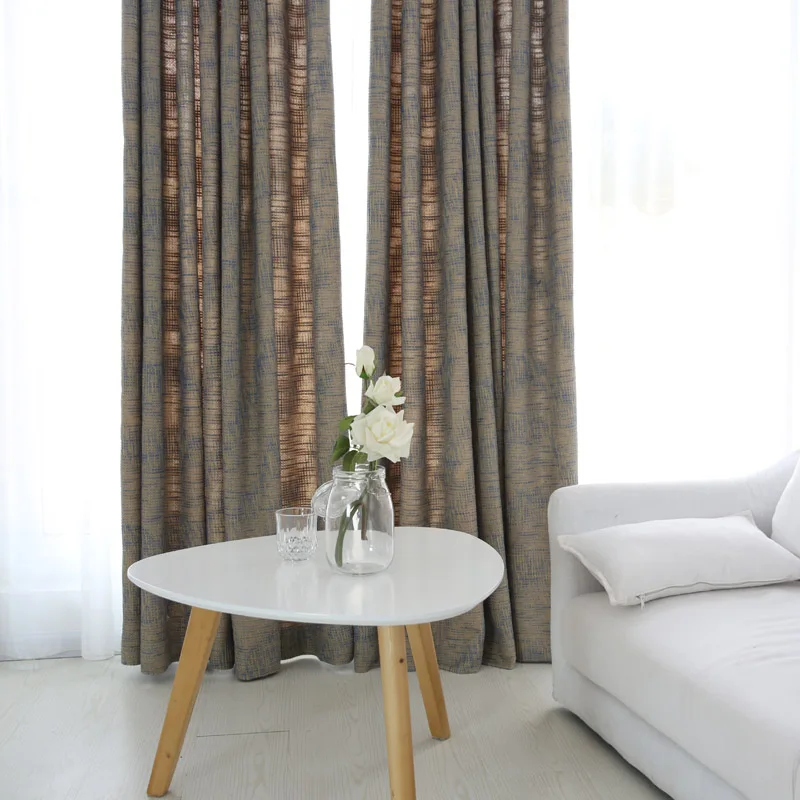 Japan Solid Color Burlap Blackout Curtains For Living Room Window