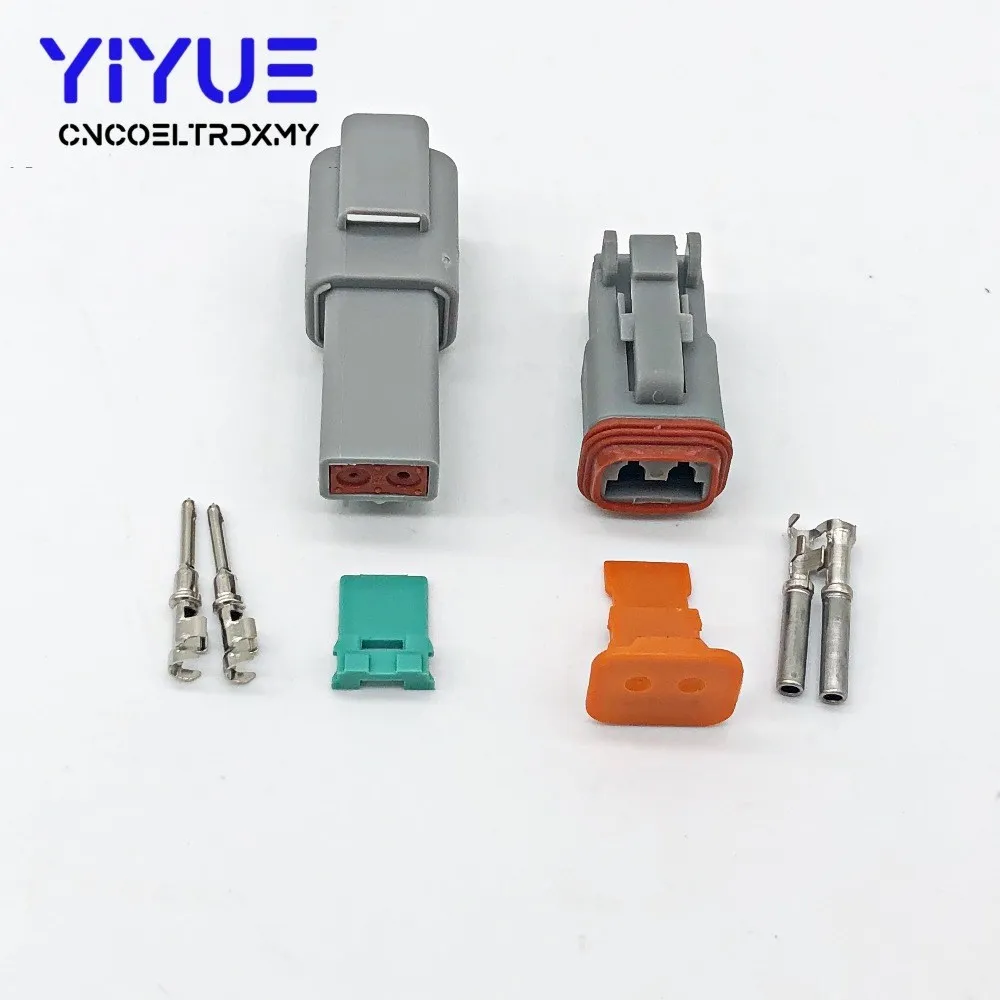 2P gray 1 комплект Deutsch DT 2 3 4 6 8 12 Pin мужской женский Авто Водонепроницаемый Разъем Автомобильный герметичный штекер с контактами - Цвет: 2P gray