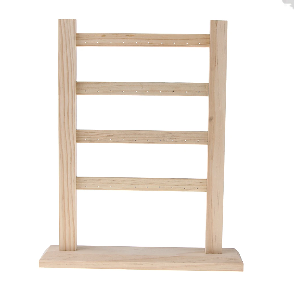 Wooden Jewelry Display Hanging Rack Stand Earrings Necklace Organizer Holder