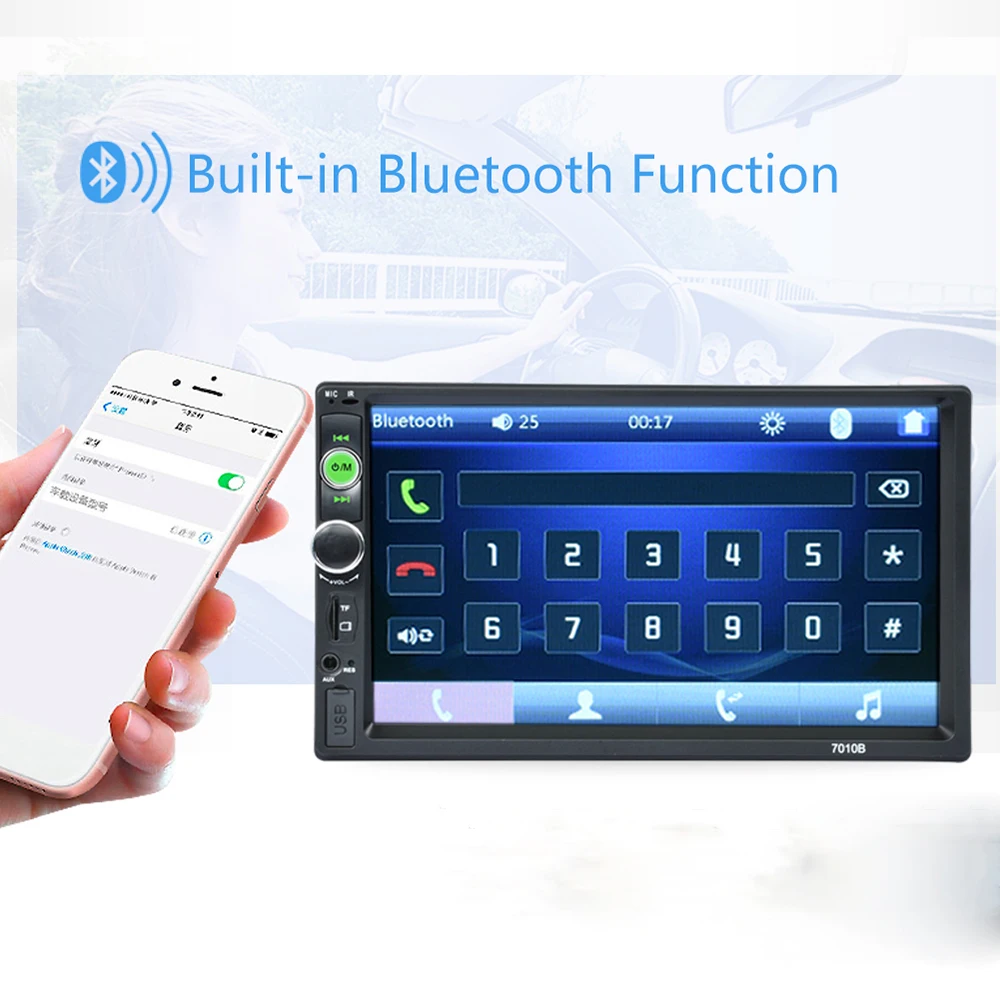 

2 Din 7010B Car MP5 Player 7 inch HD In Dash Bluetooth Touch Screen Car Audio AM FM MP3 MP4 MP5 Player