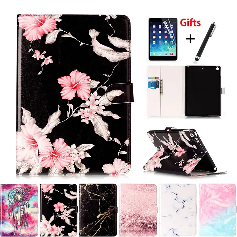 Чехол с мраморным рисунком, чехол для Apple, iPad 9,7 5th 6th Generation A 1954 Funda, подставка для планшета, кожаный чехол+ ручка+ пленка