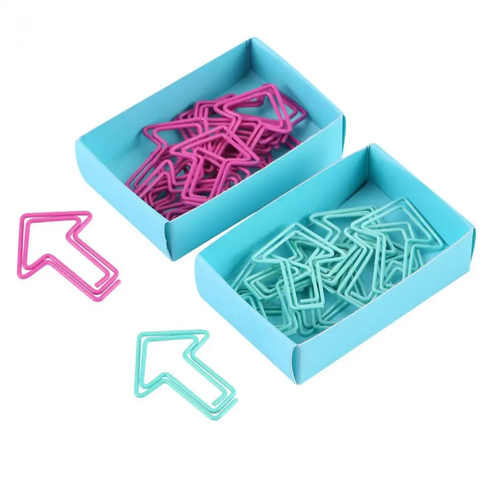 

12pcs Arrow Shape Paper Clips Bookmark Marking Document Organizing Clip Stationery Supplies Paper Clips