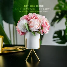 Нордическая простая керамическая ваза+ искусственный цветок орнамент ремесла украшение стол сухой букет из искусственных цветов дома творческие фигурки