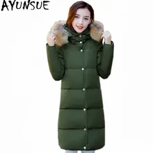 AYUNSUE/зимняя куртка для женщин с воротником из меха енота, белые пуховики на утином пуху, большие размеры 5XL, Женское пальто, черные толстые парки, Abrigo WXF446