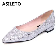 ASILETO/Роскошные женские туфли на плоской подошве с острым носком; Женская Тканевая обувь с блестками; блестящие балетки на плоской подошве; sapatos chaussures zapato