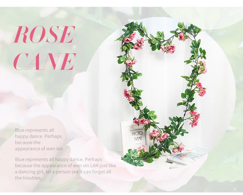 Flone Artificial Silk Rose Fake Flowers Vine Rattan 1.8m Roses Vine Wedding Patio Air Conditioning tube Home Wall Art Decoration (2)