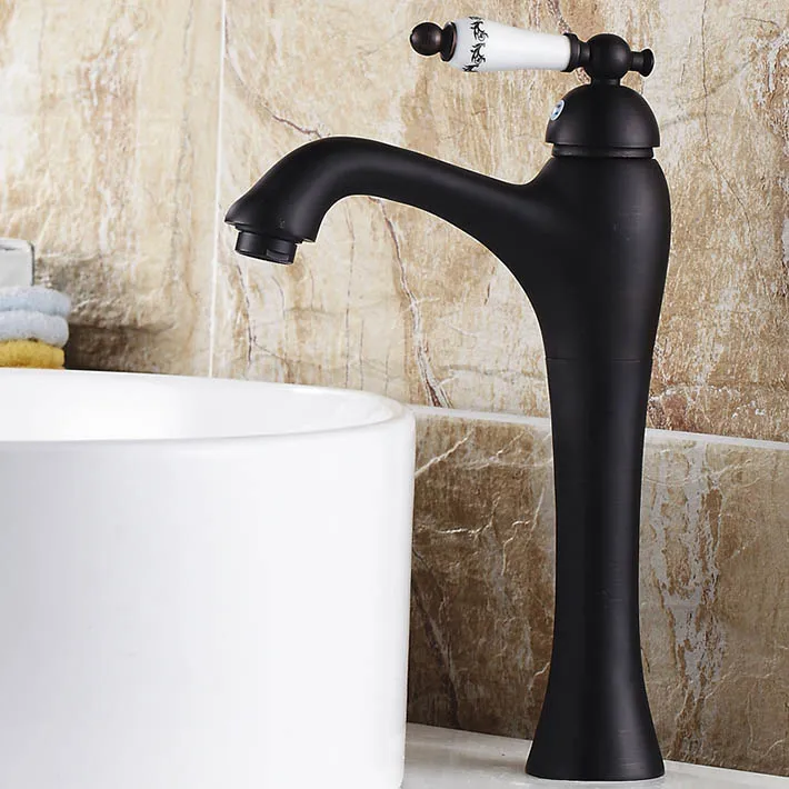 

Single Lever Bathroom Sink Basin Faucet Mixer tap with ceramic handle- Oil Rubbed Bronze deck mounted YM-032B