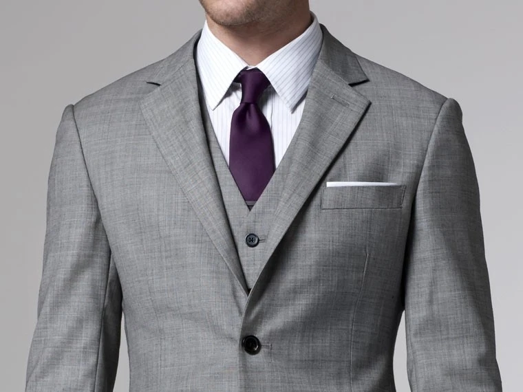 Gray Sharkskin Man Suits Custom Made Grey Two-Toned Woven Wedding Suits For Men Bespoke Vintage Gray Tuxedo Gray Wedding Tuxedo