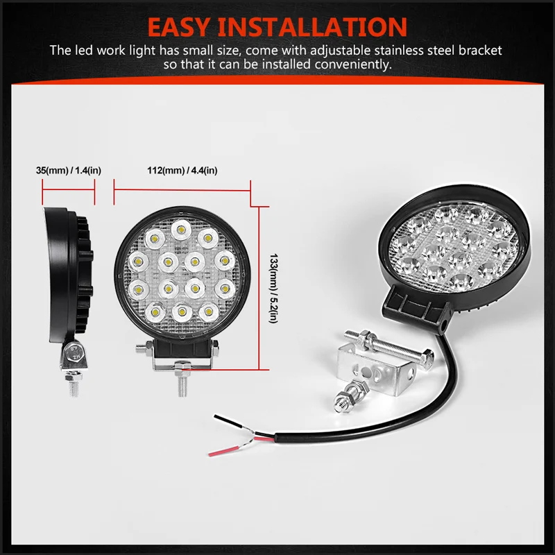 Skup 4 cal 42W 48W LED światło robocze Offroad samochód 4WD ciągnik siodłowy przyczepa do łodzi 4x4 ATV SUV 12 24V Spot powódź 4.2 światło do jazdy LED