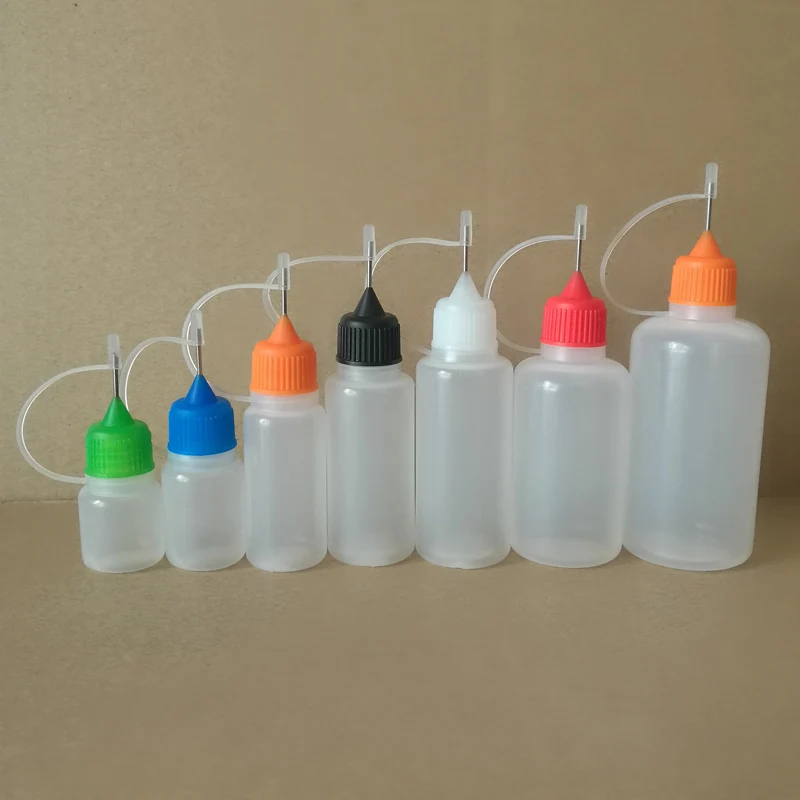 

10pcs 3ml 5ml 10ml 15ml 20ml 30ml 50ml PE Plastic Needle Dropper Bottle for E Liquid with Screw Metal Tips