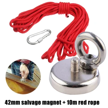 

42*9mm Neodymium Recovery Magnet Super Magnet Metal Treasure Finder Fishing Lifting Hanging Detector Magnet with 10M Red Rope