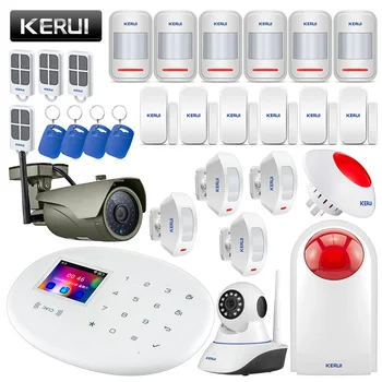 

KERUI 2.4G WiFi GSM SIM RFID Security Alarm System Home Garden Villa Burglar Alarm Kit With Indoor Outdoor WiFi IP Camera