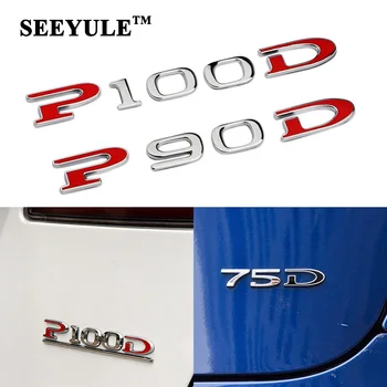 

1pc SEEYULE Customized Car Displacement Emblem ABS Sticker 60 75 85 90 P85D P90D P100D 75D Underline for Tesla Model S Model X