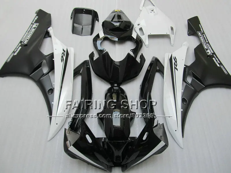 Обтекатели глянцевые черные белые для YAMAHA YZFR6 2006 2007 комплект обтекателей YZF1000 YZF R6