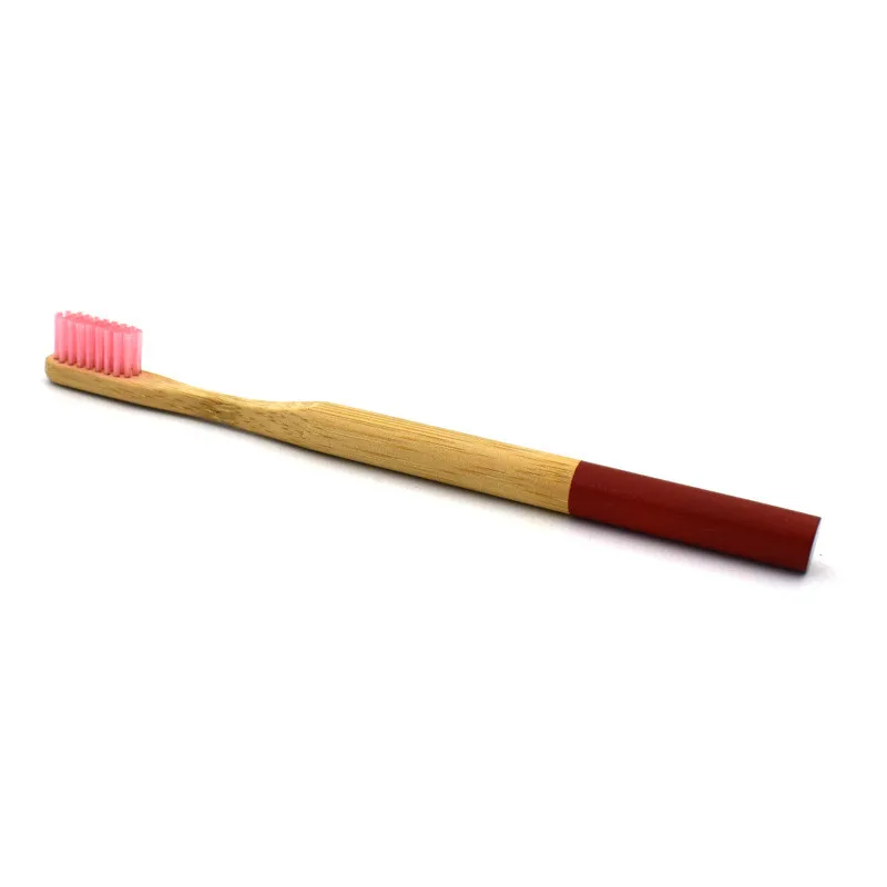Мягкая щетина бамбуковый уголь зубная щетка натуральный экологически чистый материал круглый Бамбуковый материал ручка зубная щетка Прямая поставка - Цвет: Pink